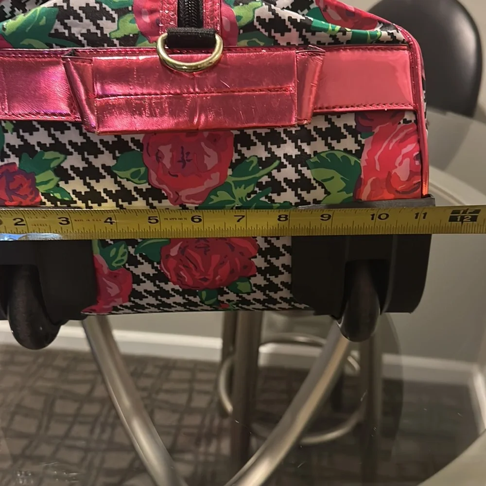 Carryon Betsy Johnson rose and houndstooth luggage